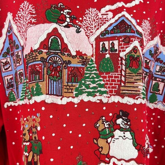 Vintage Christmas Sweatshirt Seasons Greetings - Picture 2 of 11